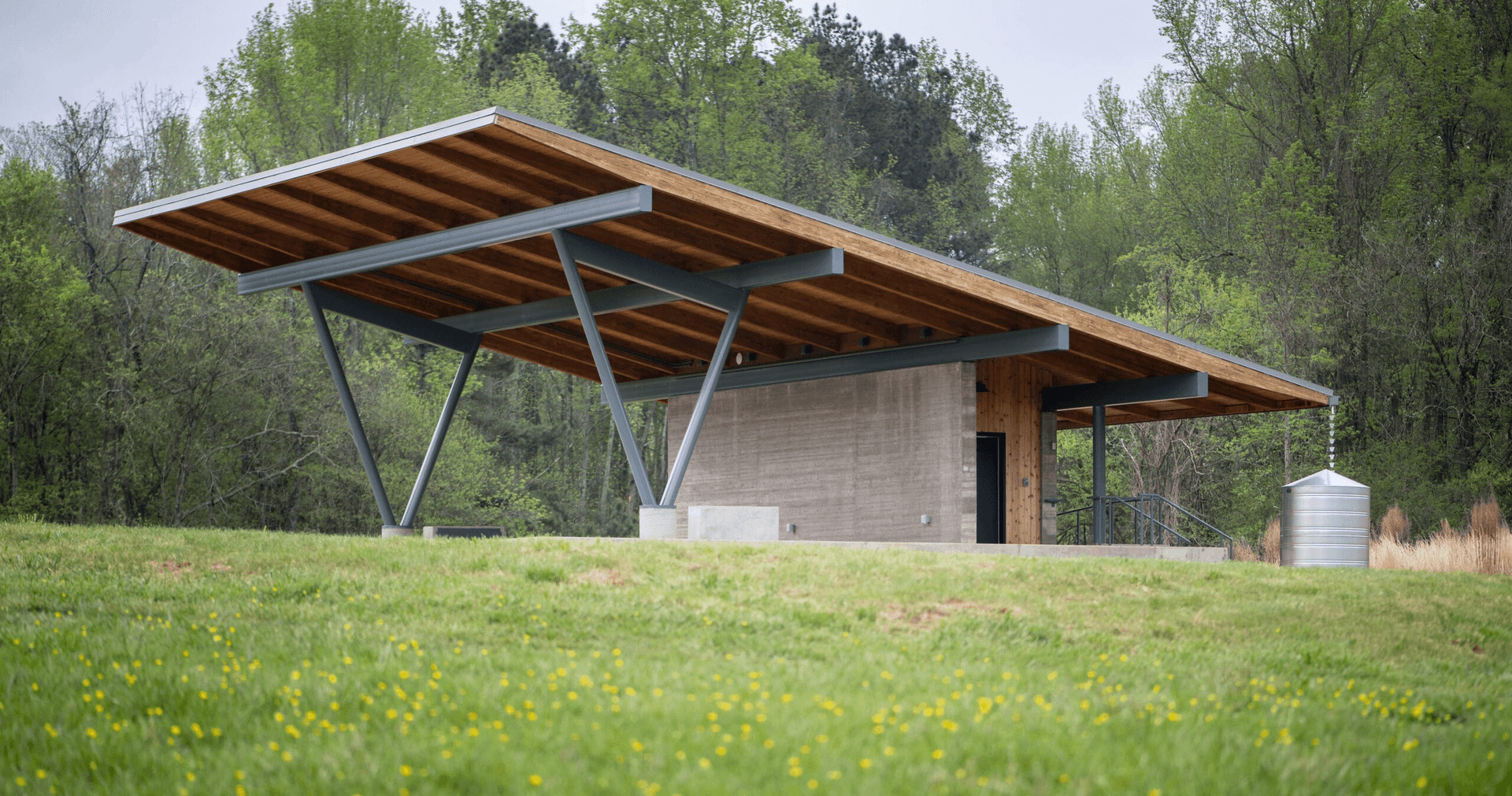 a structure in the middle of a clearing